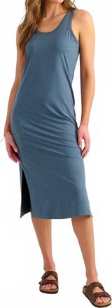 Huk Womens Bayside Midi Dress In Vintage Indigo Heather