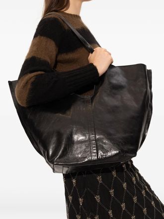 AllSaints Ara leather tote bag - women - Buffalo Leather/Organic Cotton - One Size - Black