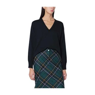 Roberto Collina V-neck Knitwear, female, Blue, Size: XS Maglia Scollo V