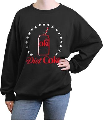 Coca Cola Ware Juniors Coca Cola Diet Can Stars Stamp Sweatshirt in Black at Nordstrom, Size Xx-Large