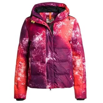 Parajumpers Womens Berry Snow Print Purple Down Jacket - Size Small