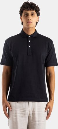Handvaerk Mens Black Pima Cotton Short-Sleeved Polo Shirt T-Shirts And Polos