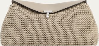 Toteme T-Lock Woven Leather Clutch Bag