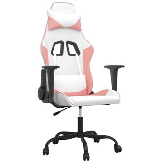 vidaXL Silla Gaming De Masaje Cuero Sint&eacute;tico Blanco Y Rosa Vidaxl