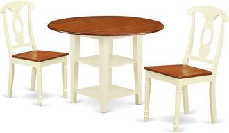 East West Furniture Dining Room Set Buttermilk & Cherry, SUKE3-BMK-W