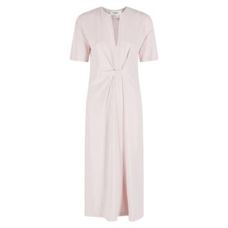 Meimeij Midi Dresses, female, Pink, Size: S Twist-detail V-neck Midi Dress