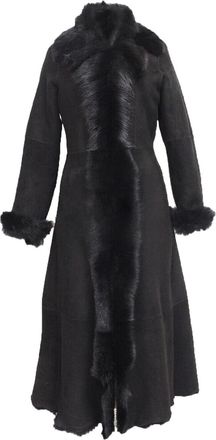Infinity Leather Womens Black Suede Toscana Sheepskin Trench Coat-Rushden