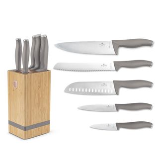 Berlinger Haus Juego De Cuchillos Berlinger Haus Bh-2974 Taupe En Bloque De Bamb&uacute;