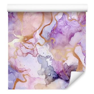 OEM Carta Da Parati Color Viola Inchiostro, Lavanda E Corallo Per Soggiorno E Camera Da Letto, 50x1000 Cm