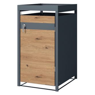 ML Design Ml-design - Cobertizo De Exterior Para 1 Cubo De Basura De 240l 68x80x124 Cm Con Aspecto Roble Mueble Cubrecontenedor De Acero Resistente Con Techo Ve