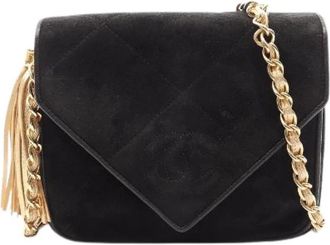Chanel Pre-owned Coco Mark Suede Shoulder Bag - Dames - Vintage Schoudertas - Zwart - ONE Size - Leer - Vintage