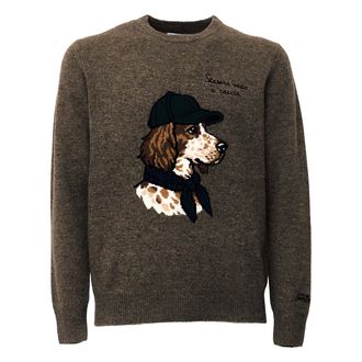 MC2 Saint Barth Donegal Dog Motif Embroidered Crew Neck Sweater