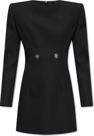 Versace Jurk met schoudervullingen - Dames - Korte kleedjes - Zwart - S - Wol - Kleedjes