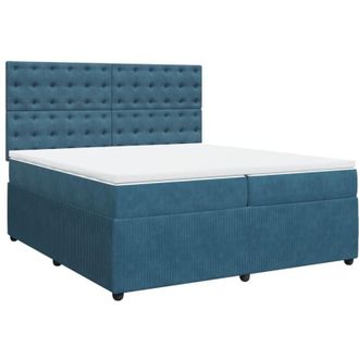 vidaXL Cama Box Spring Con Colch&oacute;n Terciopelo Azul Oscuro 200x200 Cm Vidaxl