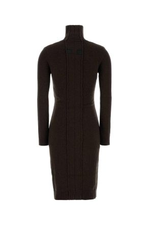 Maison Margiela Womens Dark Brown Wool Blend Sweater Dress Exterior: Nylon Abiti
