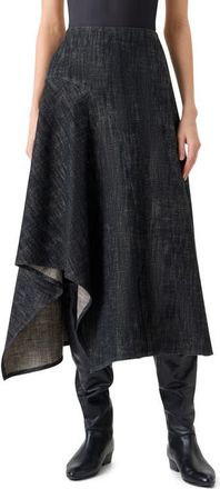 Akris Handkerchief Hem Denim Skirt in Black Denim at Nordstrom, Size 10