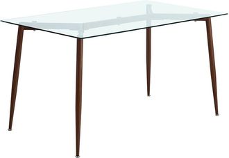 Siediti Fuori e Dentro Mesa rectangular 140x80 cm con tablero de vidrio y patas madera
