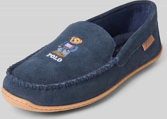 Polo Ralph Lauren Mokassins aus Wildleder mit Label-Stitching Modell BRENAN in Dunkelblau, Größe 42