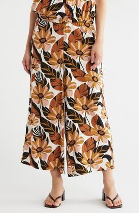Adrianna Papell Wide Leg Pull-On Pants in Cream Tapenade Floral at Nordstrom Rack, Size X-Small