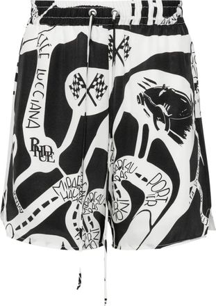 Rhude Zijden Strada Shorts - Heren - Korte Broeken - Zwart - S - Katoen - Korte Broeken