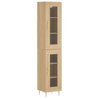 vidaXL Vidaxl - Aparador De Madera Contrachapada Roble Sonoma 34,5x34x180 Cm