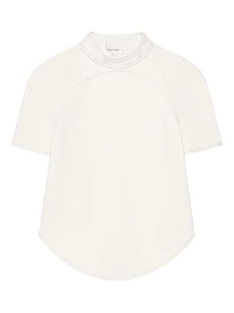 Courr&egrave;ges high-neck short-sleeve top - women - Polyester/Wool/Fabric - 38 - White
