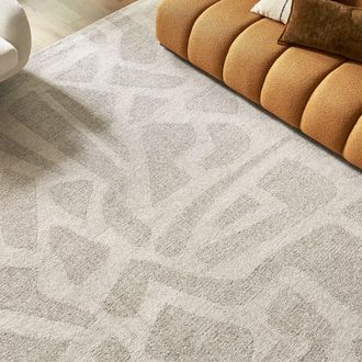 Castlery Gray Geometrical Pattern Area Rug by Castlery, 9 x 12 for Living Room