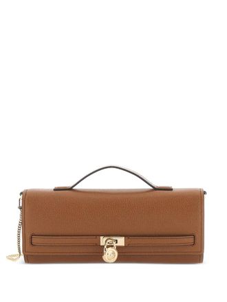 Michael Michael Kors Hamilton Moderne padlock-detail clutch bag - women - Calf Leather - One Size - Brown