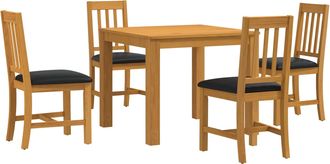 vidaXL Conjunto De Comedor 5 Uds. Negro Madera De Roble S&oacute;lido Vidaxl