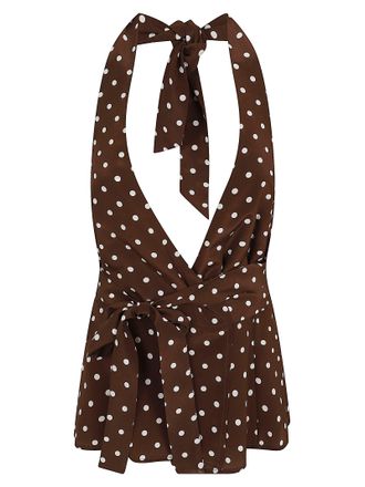 P.A.R.O.S.H. Backless Silk Top with Polka Dot Detail