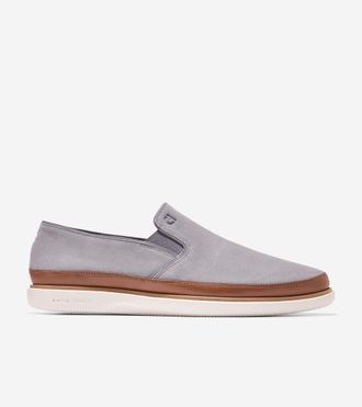 Cole Haan Mens GrandPr&oslash; Strawspoint Twin Gore Loafers - Grey Size 10.5