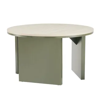 Oviala Mesa de centro redonda acabado efecto madera di&aacute;m 80 cm verde oliva