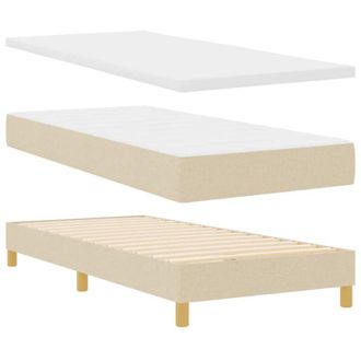 vidaXL Cama Con Somier Con Colch&oacute;n Crema 100 X 200 Cm Tela Vidaxl
