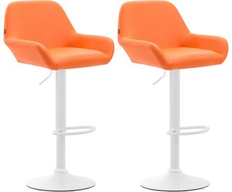 Clp Clp - Set 2 Taburetes De Bar Braga En Cuero Pu Naranja Blanco