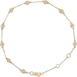 House of Brilliance 14K Gold 1/2 Cttw Bezel Set Lab Grown Diamond Station Bracelet