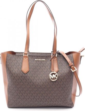 Michael Kors Brown Coated Canvas Leather Handbag Tote Bag (Pre-Owned)