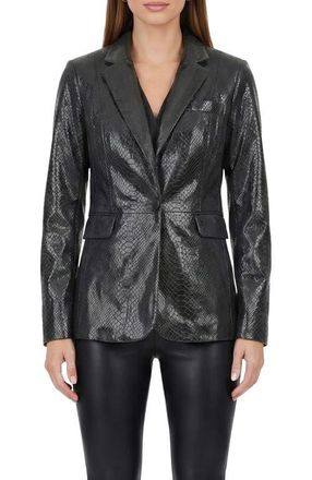 Gorski Genuine Metis Suede Pythn Printed Single Breasted Blazer in Anthracite at Nordstrom, Size X-Large