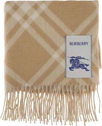 Burberry Check Alpaca Wool Scarf - unisex - Accessoires - Beige - Maat: ONE Size Wol