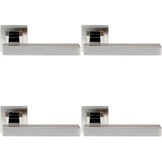 Loops 4x PAIR Square Cut Straight Bar Handle Concealed Fix Polished & Satin Steel in Metallics