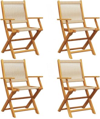 vidaXL Sillas De Jard&iacute;n Plegables 4 Uds Madera Maciza Acacia Beige Vidaxl
