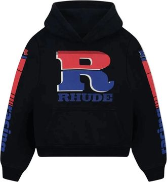 Rhude Split Petrol Logo Hoodie Vintage - Heren - Hoodies - Zwart - S - Hoodies & sweatvesten