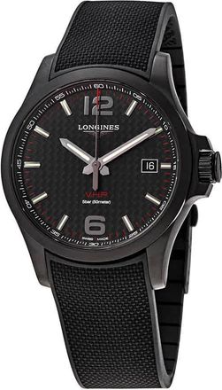 Longines Conquest V.H.P. Perpetual Quartz Black Carbon Dial Mens Watch L3.726.2.66.9