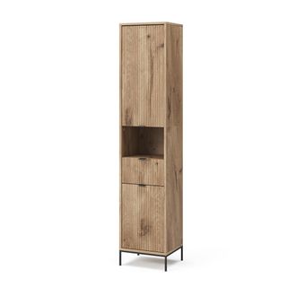 Vicco Mobiletto Da Bagno Eliza, Quercia Vichinga, 40 X 190 Cm Con Ante E Cassetto