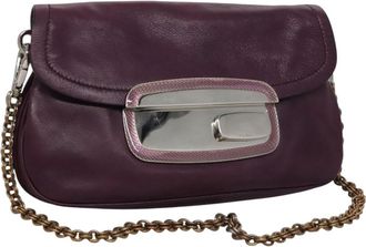 Prada Purple Leather Shoulder Bag (Pre-Owned)