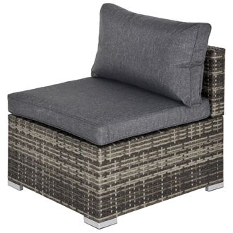 OUTSUNNY Outdoor Garden Furniture Rattan Single Middle Sofa w/ Cushion Dark Grey | TJ Hughes