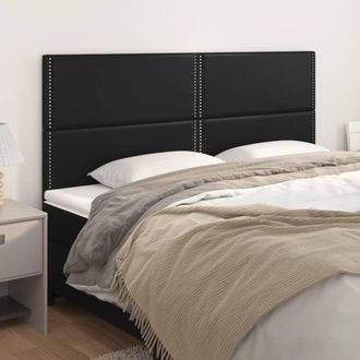 vidaXL Vidaxl - Cabeceros 4 Unidades De Cuero Sint&eacute;tico Negro 100x5x78/88 Cm