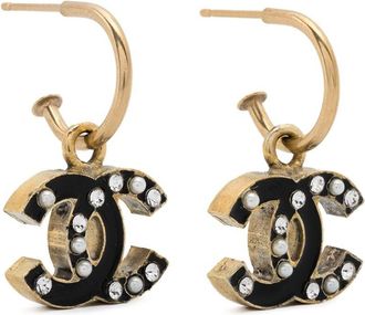 Chanel 2007s CC-logo drop earrings - women - Metal - One Size - Black