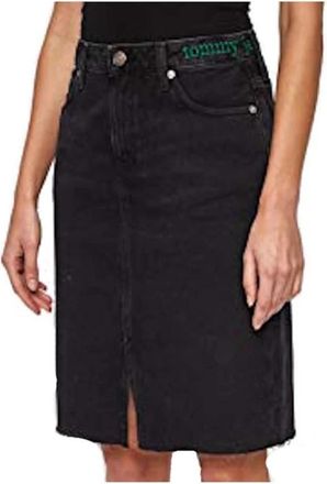 Tommy Hilfiger Lange Maia Denim Rok - Dames - Spijkerrokken - Zwart - W24 - Denim - Rokken