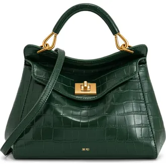 JW PEI Lucia Faux Leather Top Handle Bag in Green Croc at Nordstrom