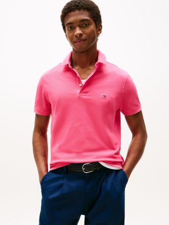 Tommy Hilfiger Poloshirt TOMMY HILFIGER 1985 SLIM POLO, Herren, Gr. L, pink (pink alert), Piqu&eacute;, Obermaterial: 96% Baumwolle, 4% Elasthan, Shirts Poloshirt, Markenst